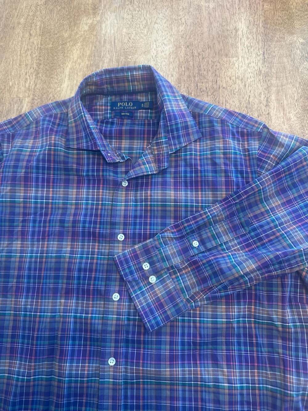 Polo Ralph Lauren XL Non-Iron Purple Plaid Button Down Dress Shirt